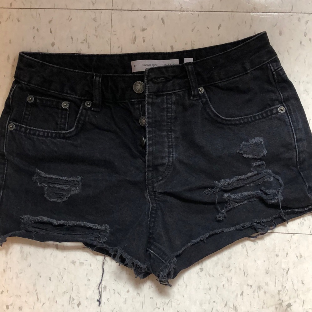 black jean shorts